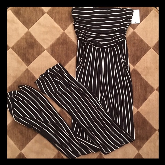 Pink Owl Pants - 💥MARKDOWN💥 Cute strapless black & white jumpsuit